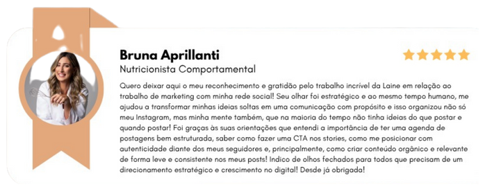 Depoimento de Bruna Aprillanti, nutricionista comportamental